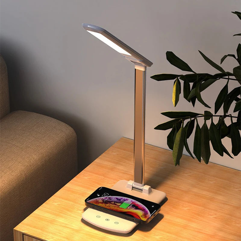 Wireless Charging Desk Lamp – Modern Minimalist Touch LED Lamp with USB Charging