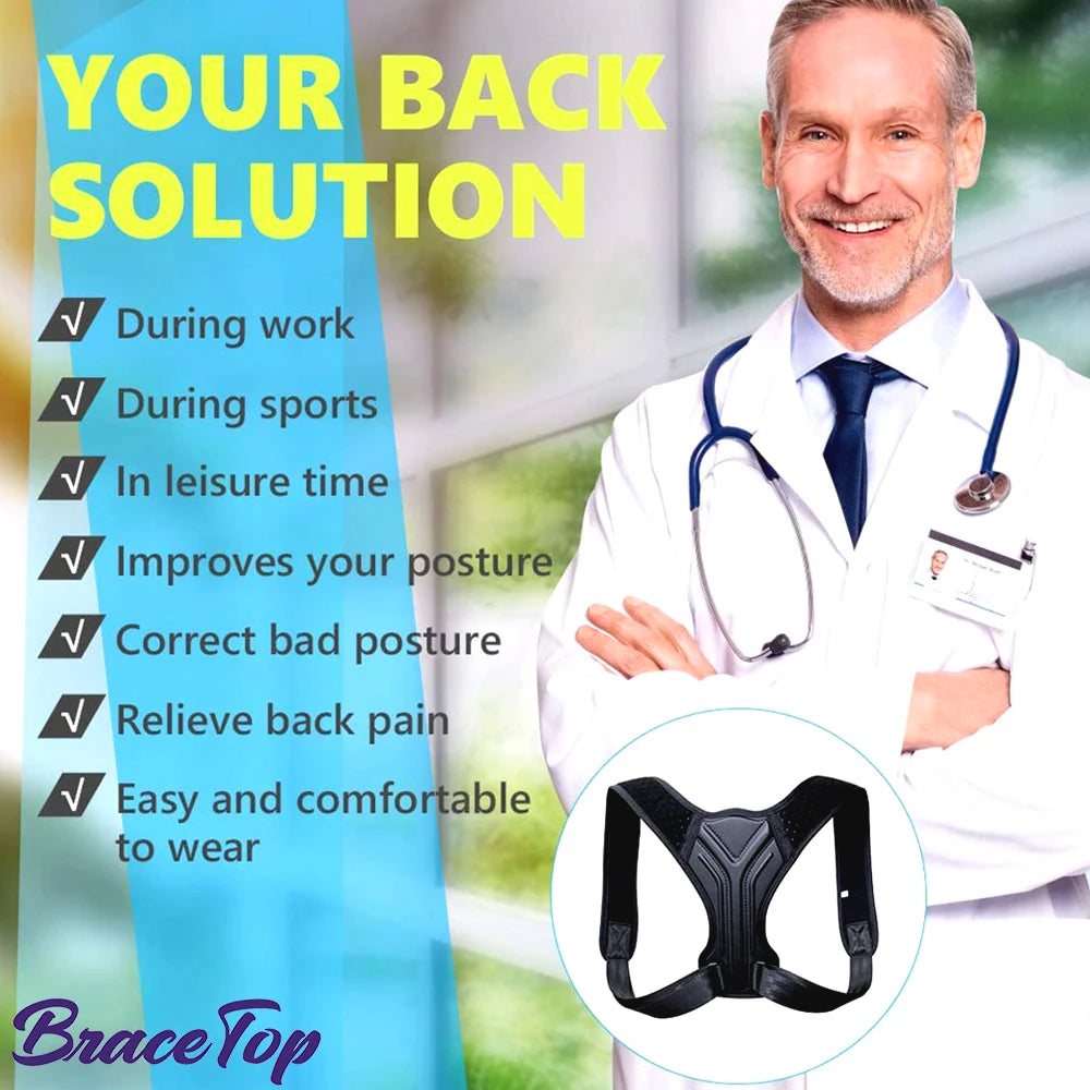 Back Shoulder Posture Corrector Belt – Adjustable Clavicle & Spine Support for Men, Women & Teens