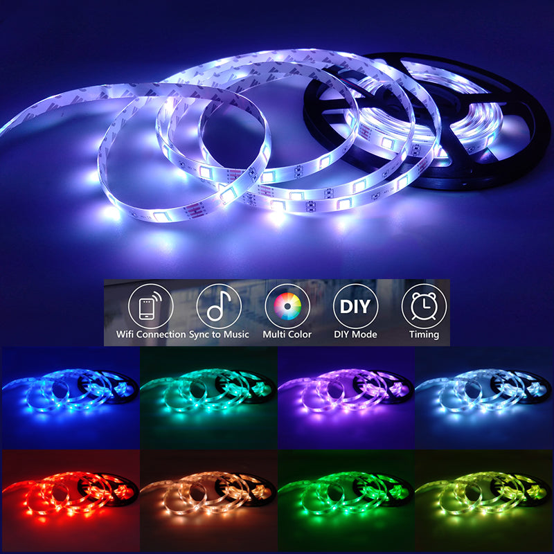 USB LED Strip Lights – RGB Color Changing with 3/24-Key, Bluetooth, or WiFi Controller, App & Alexa Compatible