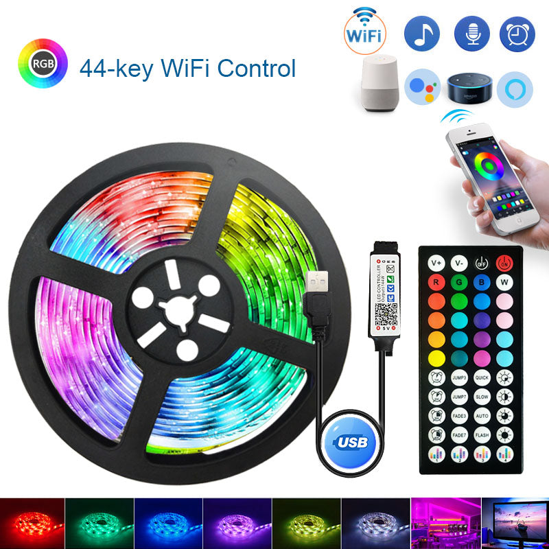 USB LED Strip Lights – RGB Color Changing with 3/24-Key, Bluetooth, or WiFi Controller, App & Alexa Compatible