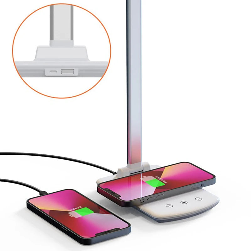 Wireless Charging Desk Lamp – Modern Minimalist Touch LED Lamp with USB Charging