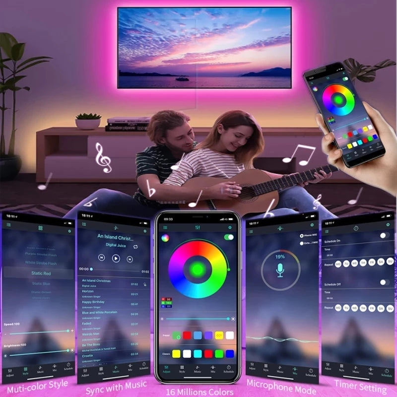 USB LED Strip Lights – RGB Color Changing with 3/24-Key, Bluetooth, or WiFi Controller, App & Alexa Compatible